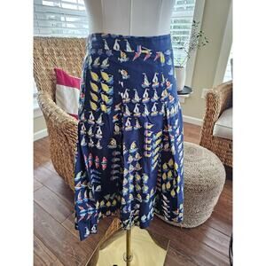 J. Crew Sailboat Regatta Skirt Women’s Size 10 Nautical Coastalcore Pleated
